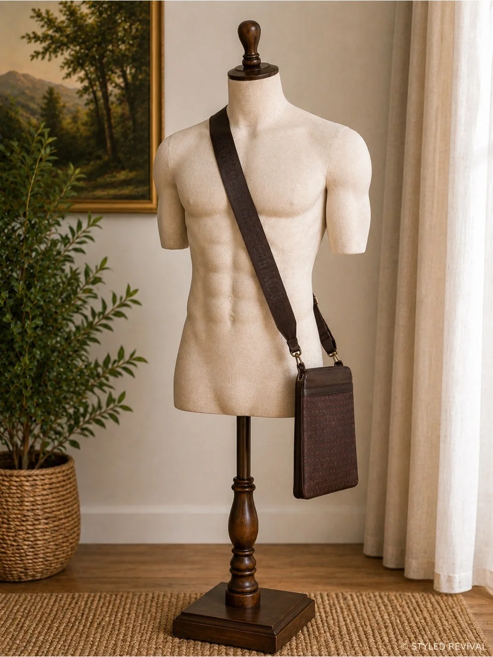 Salvatore Ferragamo Gamma Gancini Leather Crossbody Messenger Bag Brown Unisex